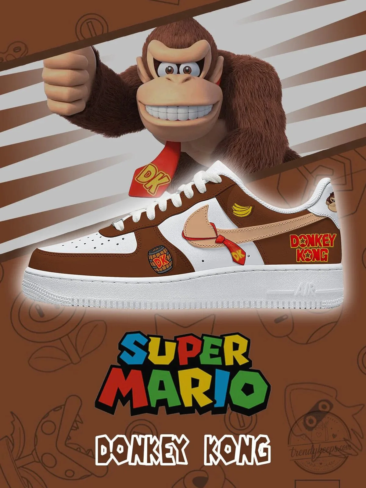 Super Mario Donkey Kong Brown and White Sneakers