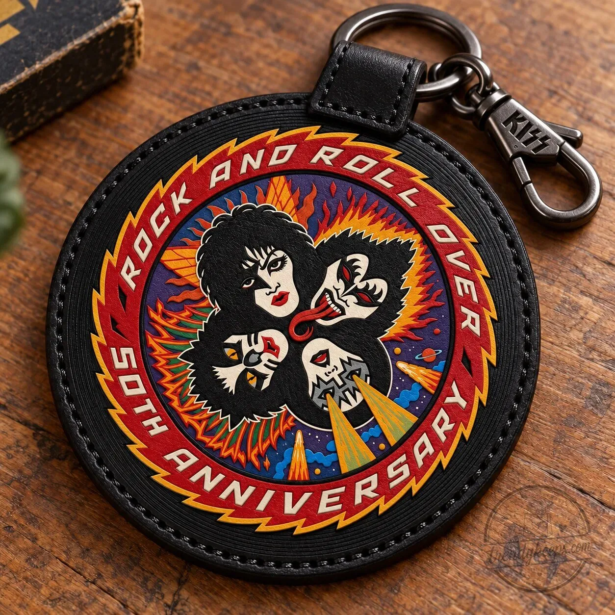KISS Rock and Roll Over 50th Anniversary Album Cover Art Leather Keychain 1 KISS Rock and Roll Over 50th Anniversary Album Cover Art Leather Keychain