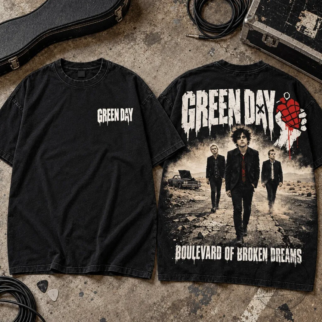 Green Day Boulevard of Broken Dreams Rock Band Music T-Shirt Green Day Boulevard of Broken Dreams Rock Band Music T-Shirt