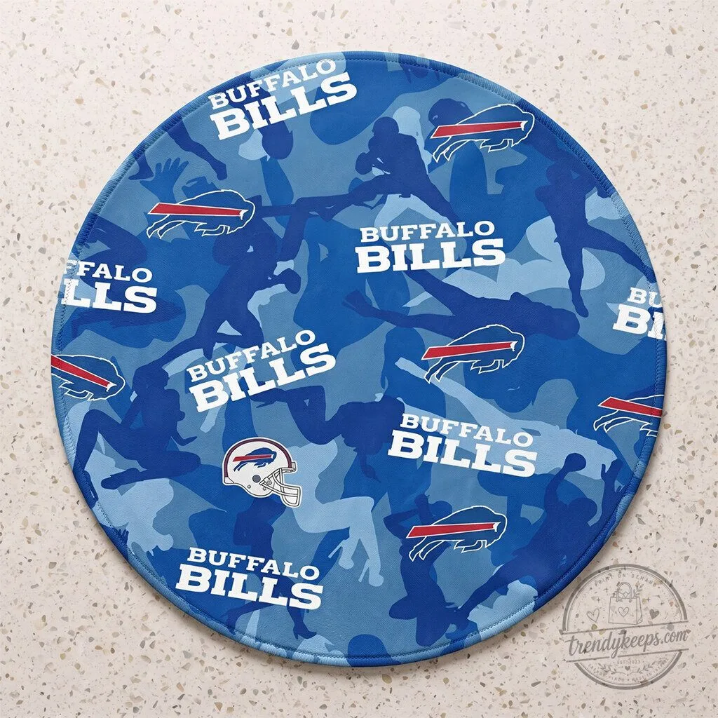 Buffalo Bills Football Team Camouflage Pattern Round Area Rug